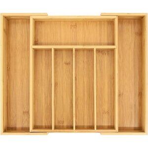 Bamboo Drawer Organizer Expandable Silverware Tray Kitchen Utensil Storage